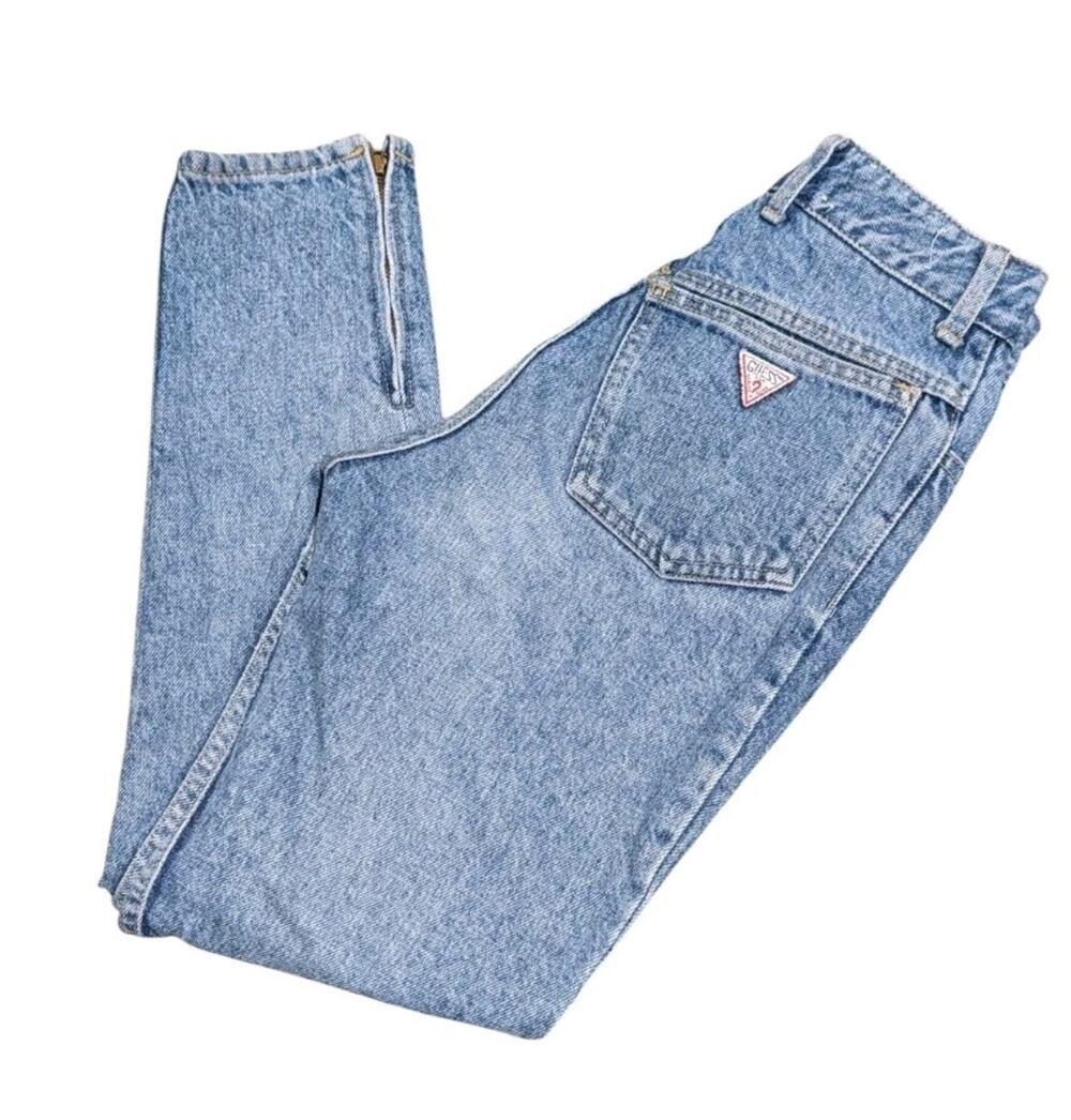 Vintage Guess Georges Marciano Marilyn Jeans 27 Blue Denim Ankle Zip USA